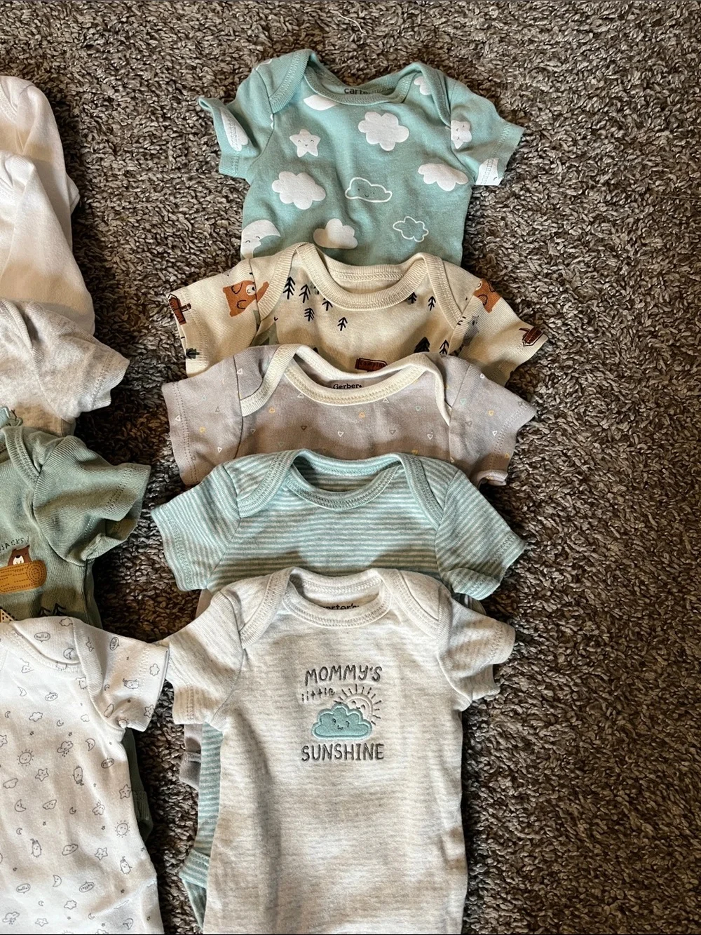 Carter's Neutral, White & Mint Baby One-Piece and Outfit Lot